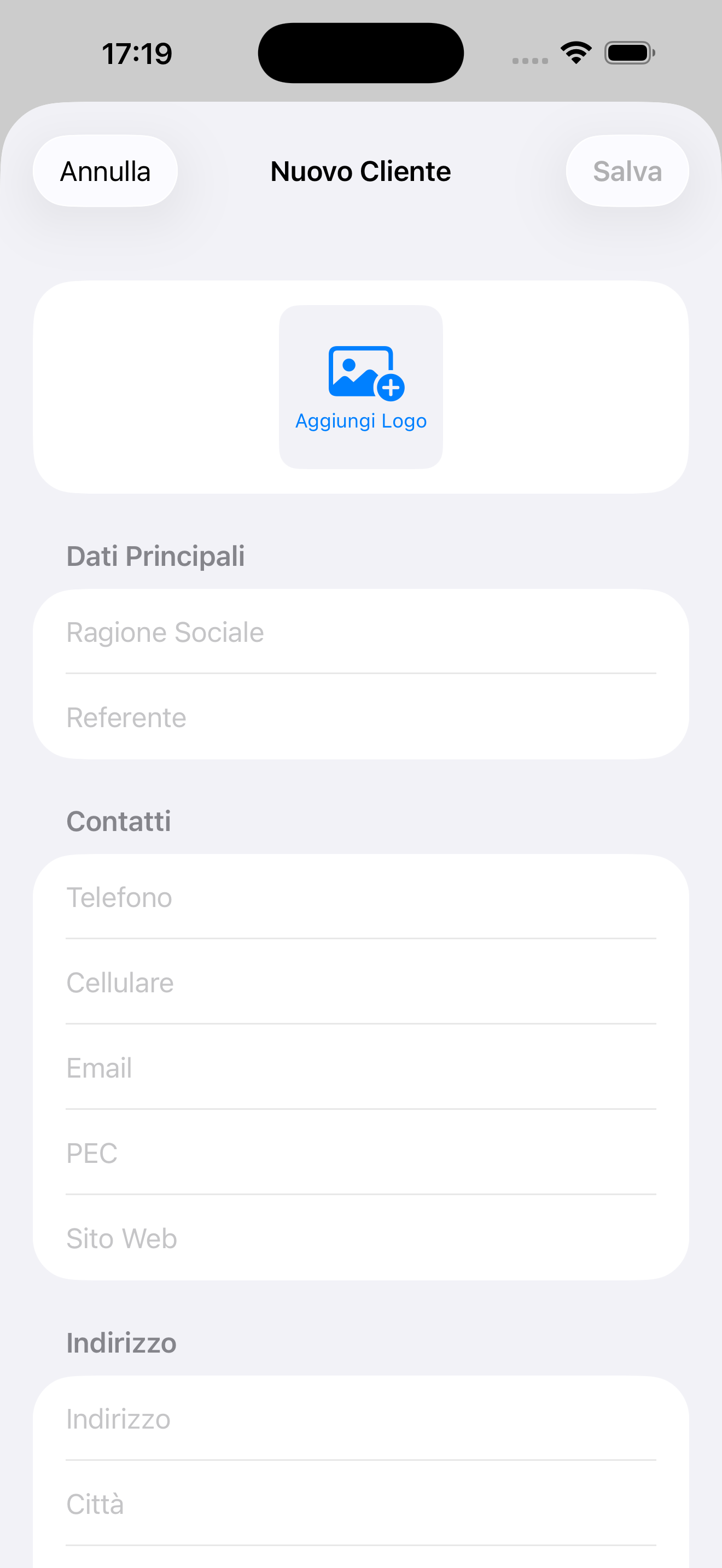 Lista clienti con filtri e ricerca